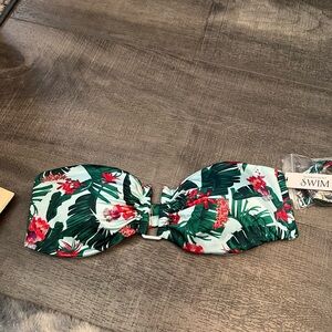 Tropical Print Bandeau Bikini Top